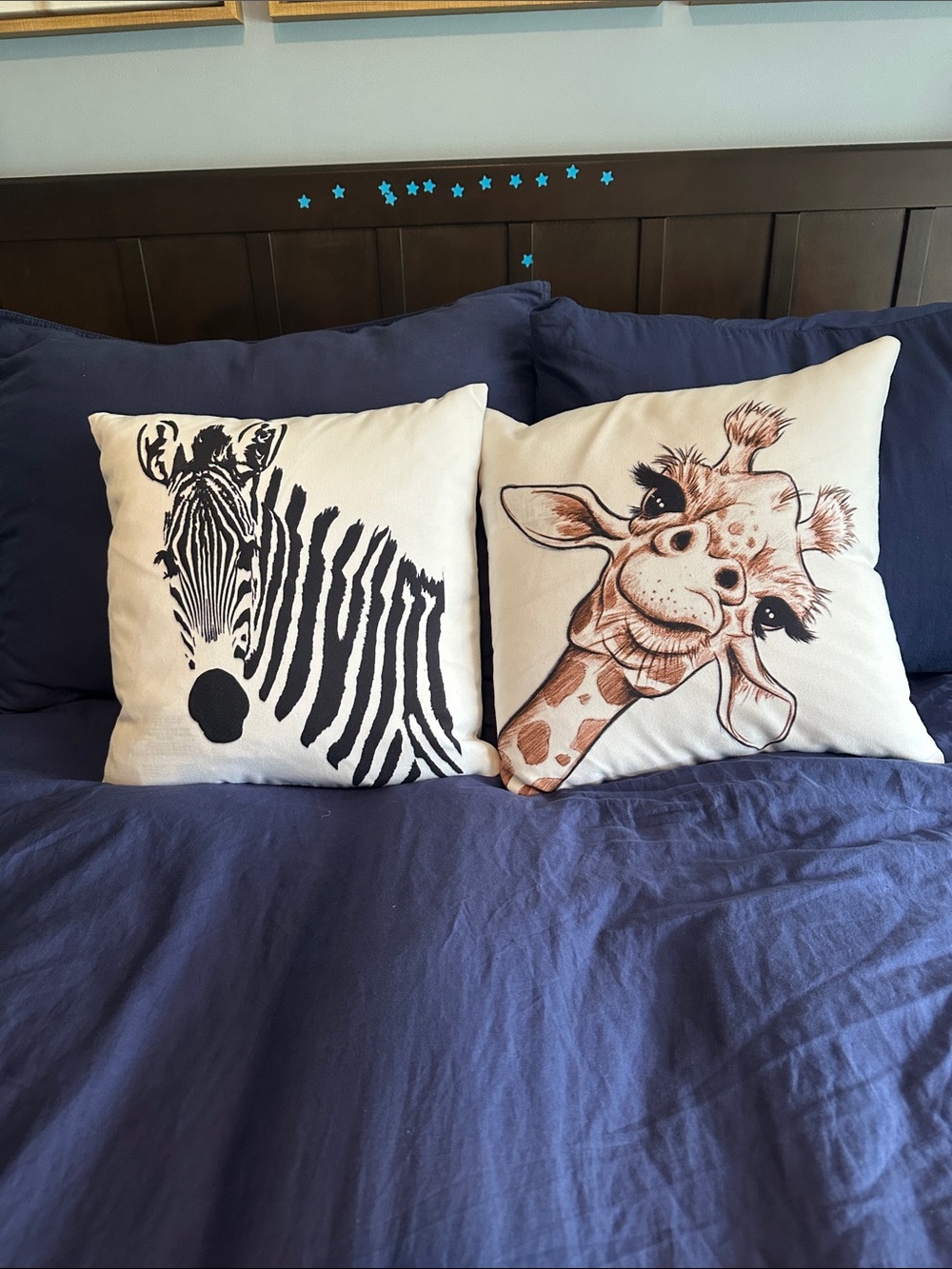 Decorative Zebra and Giraffe Animal Throw Pillow Covers - White and Brown